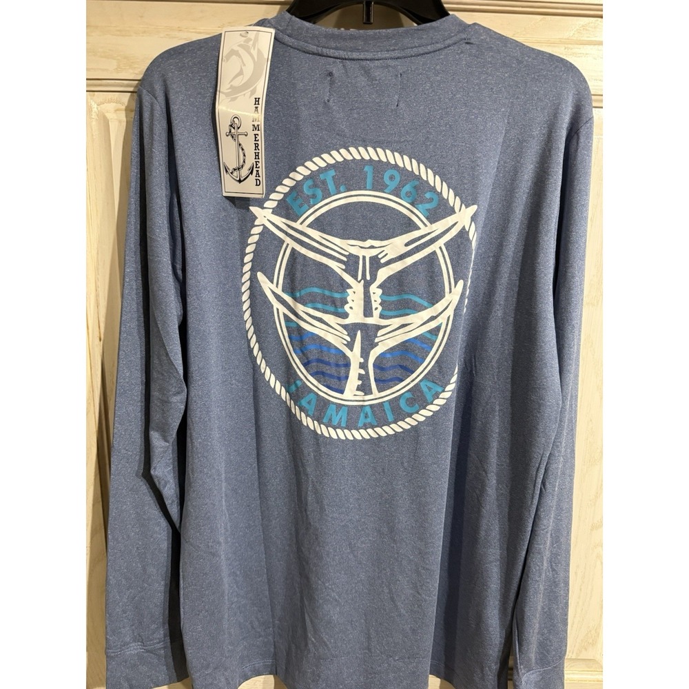 Hammerhead Long Sleeve Shirt Mens Med Blue Jamaica Polyester Crew Neck Outdoor